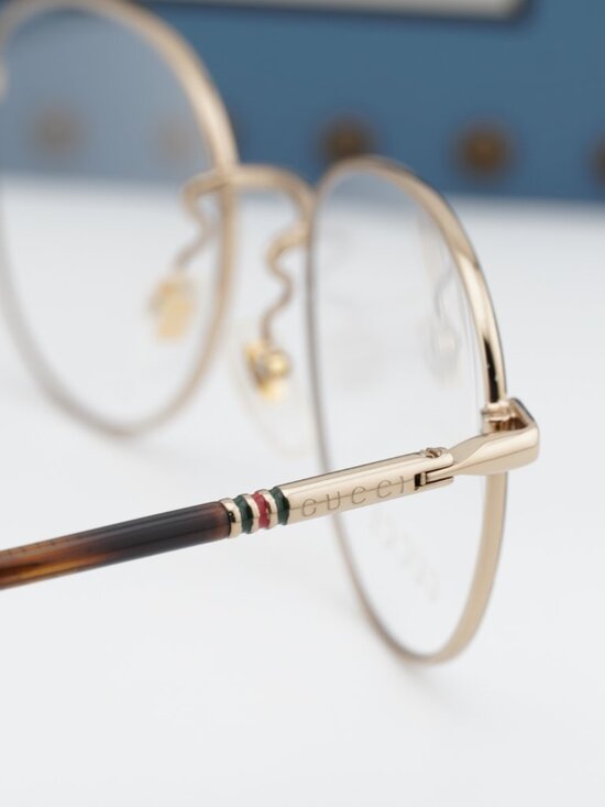 Gucci GG0392O 004 Round Eyeglasses 51mm - Green / Gold main image 6